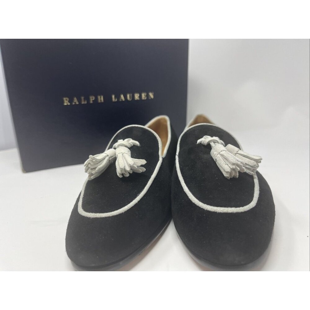 Polo Ralph Lauren Purple Label Black White Tassel Loafer Dress Shoes 37 B 6 1/2 - Picture 14 of 15